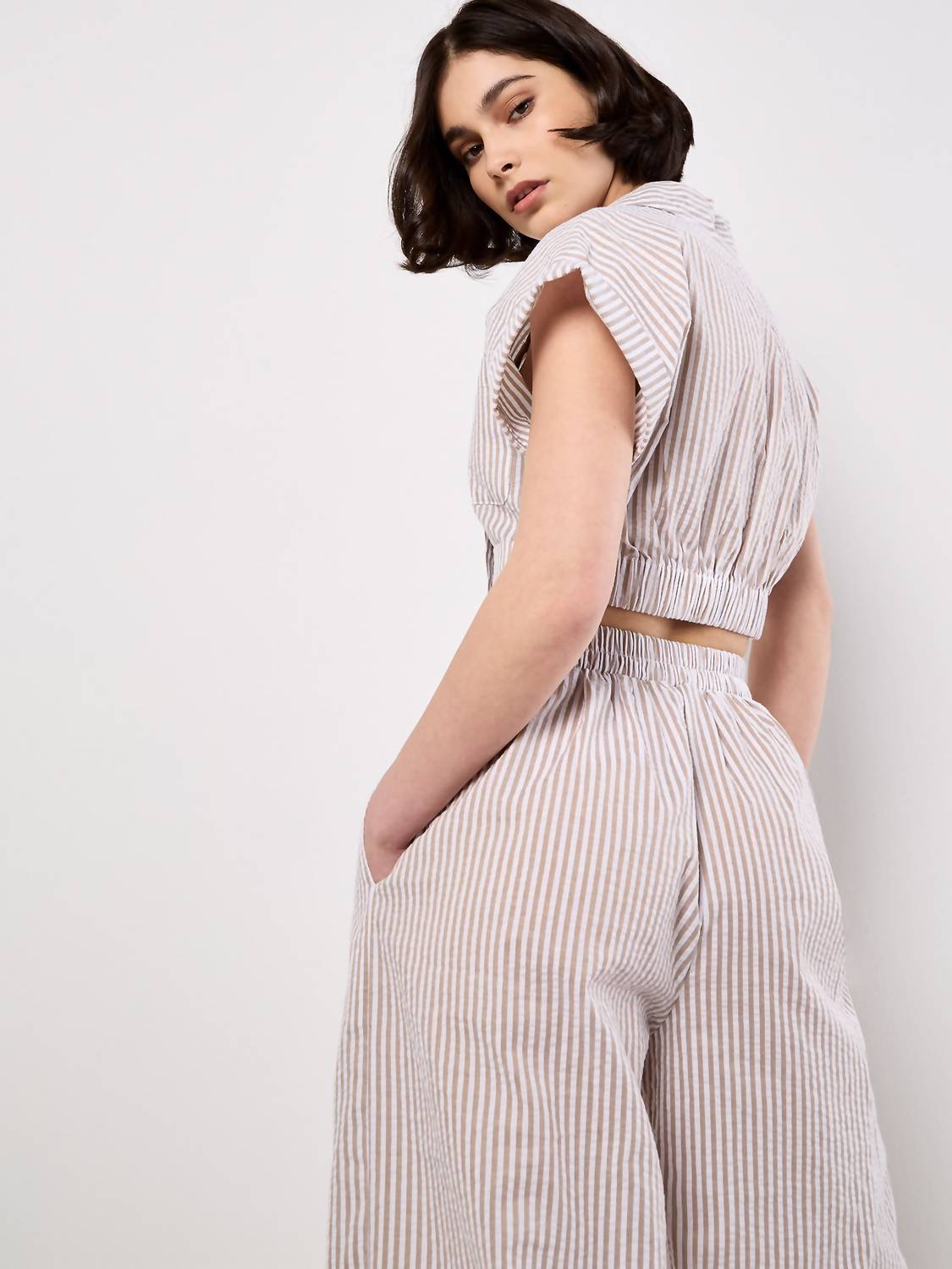 Apricot - Seersucker Crop Top
