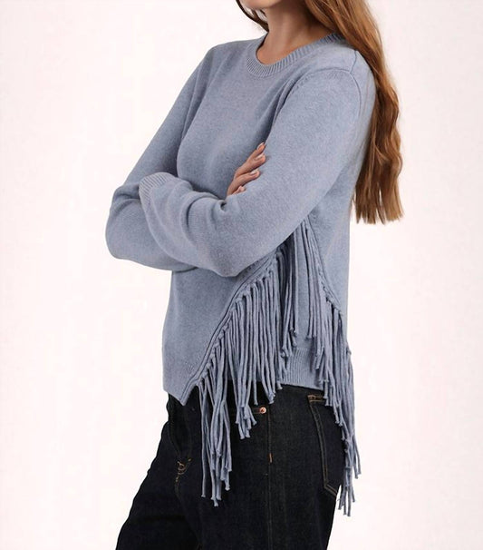 Minnie Rose - Cotton Cashmere Fringe Trim Crew Neck Sweater