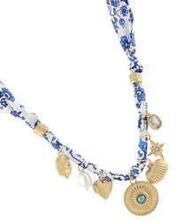 Gsa - Women's Textured Round And Multi Charm Necklace