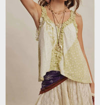 Listicle - Meadow Bloom Patchwork Ruffle Tank
