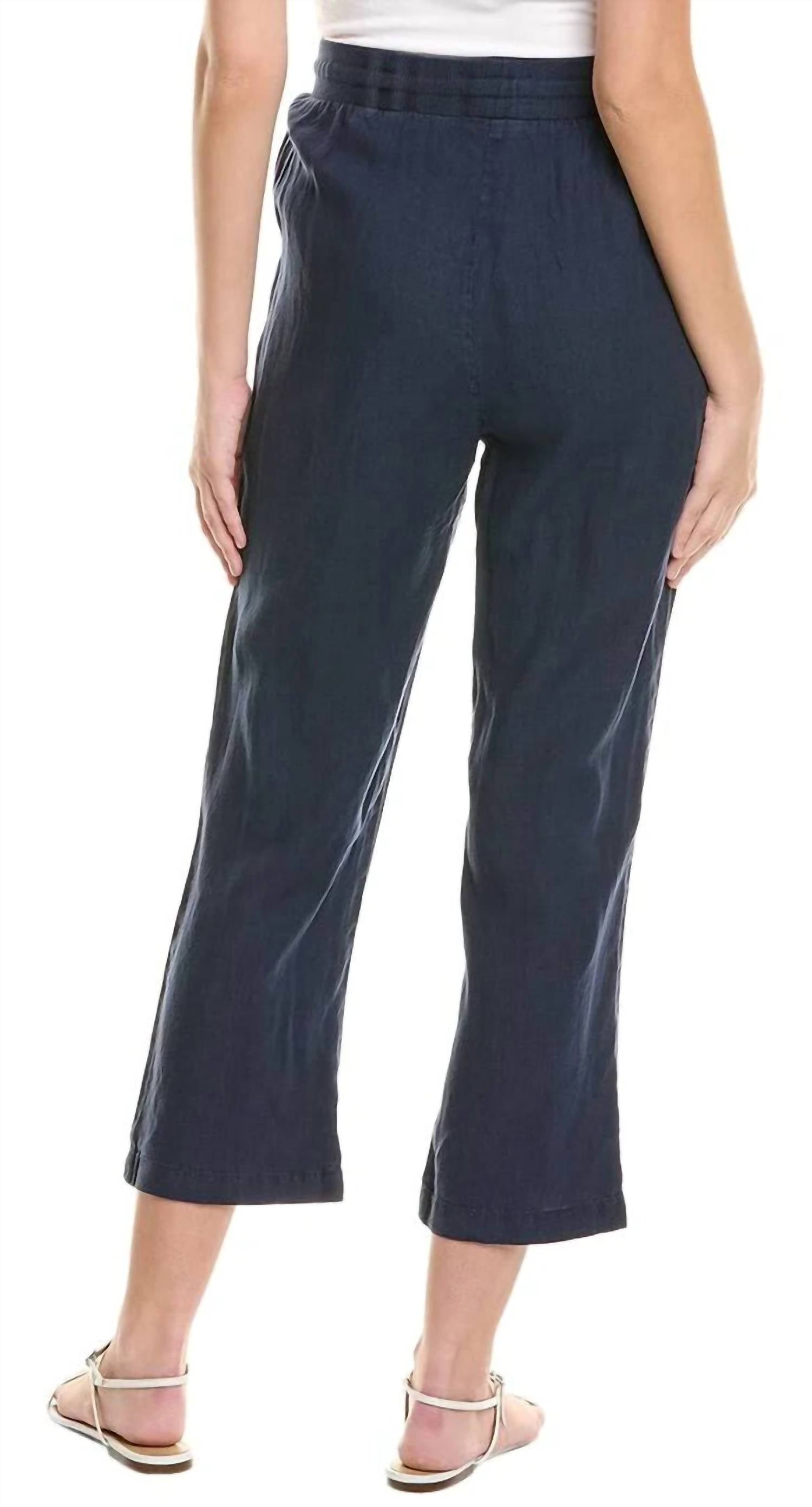 Michael Stars Nolan Linen Drawstring Pants in nocturnal - women's pants - alternate view