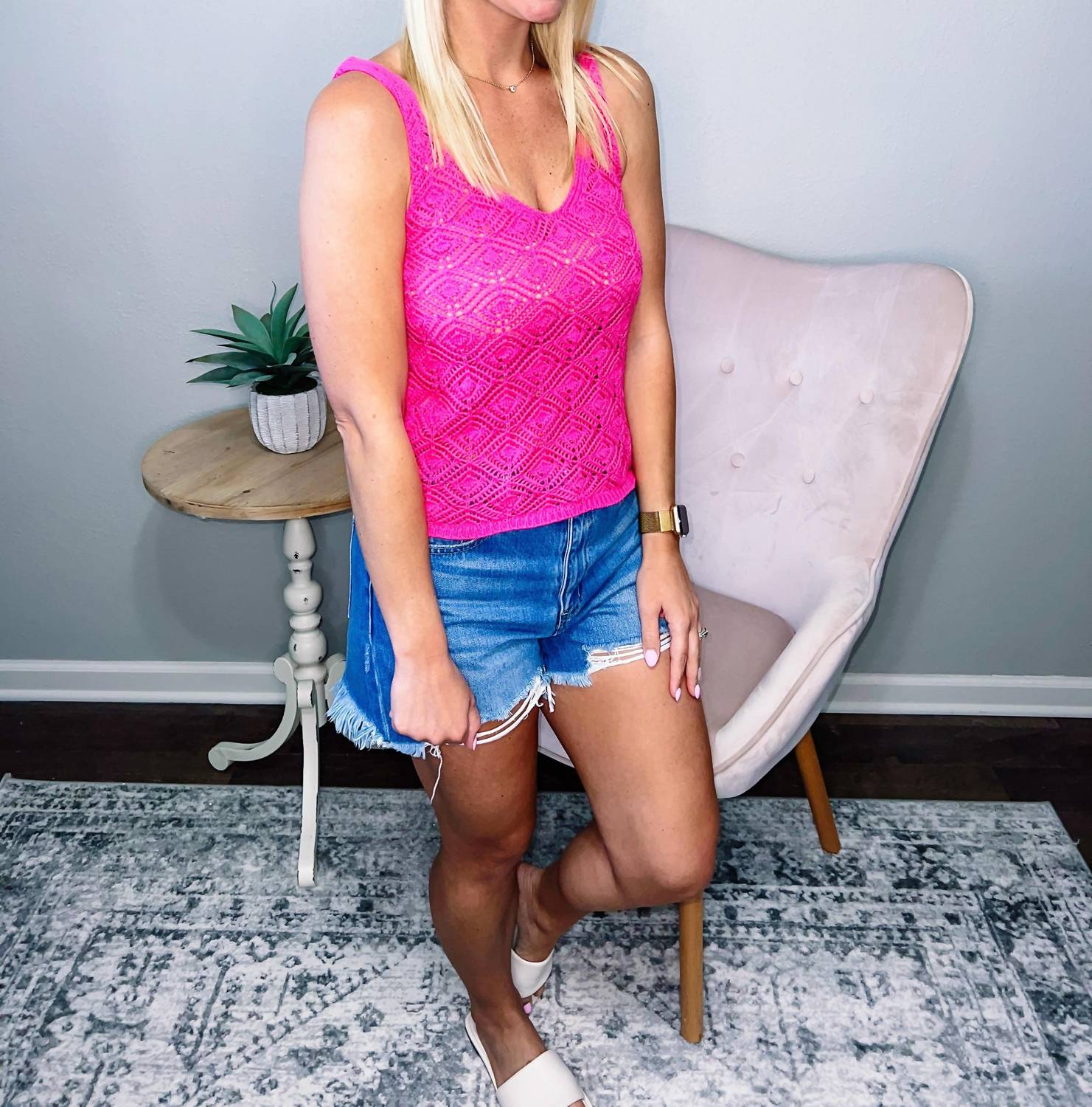 Blu Pepper - Melody Eyelet Knit Tank Top