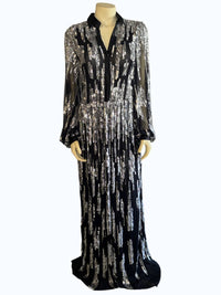 oolala Women's Sequing Evening Gown in black silver - women's dress