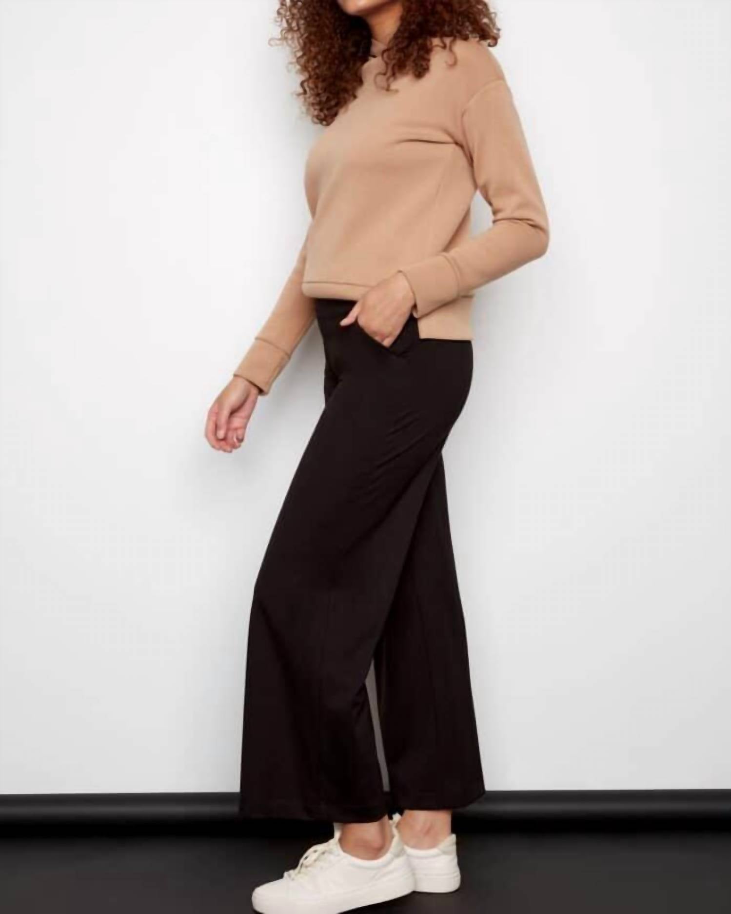 I Love Tyler Madison - Roxanne Solid Ponte Wide-leg Pant