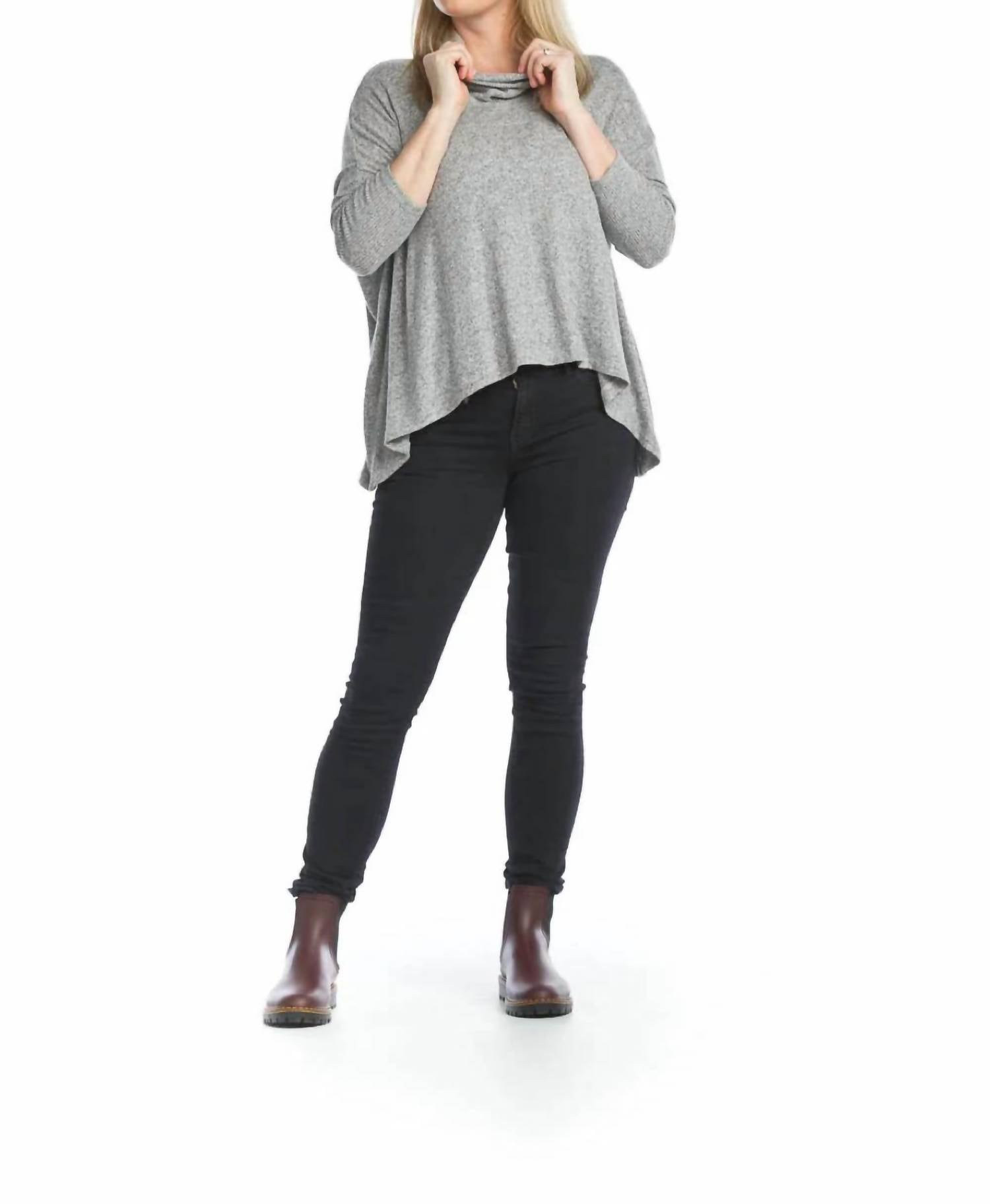 Papillon - Soft Heathered Oversized Cowl Neck Sweater