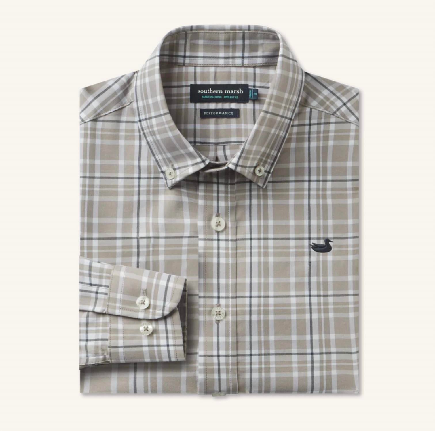Southern Marsh - Men's Grainger Performance Plaid Dress Shirt