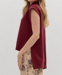 entro Slant Muscle Sweater in merlot - women's cardigan - alternate view