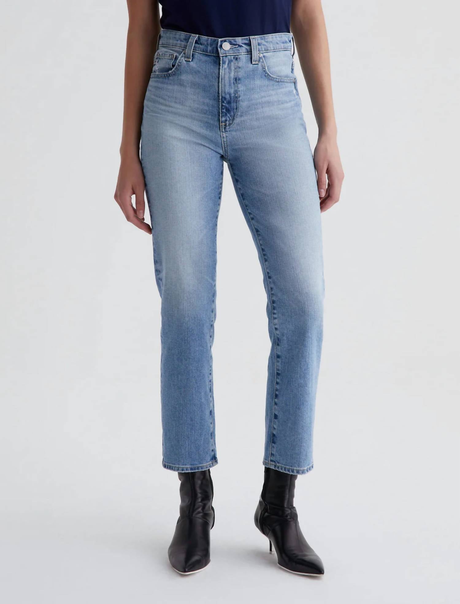 AG Jeans Saige Wide Leg Crop Jean in 22 year whisper - women's jeans - detail view
