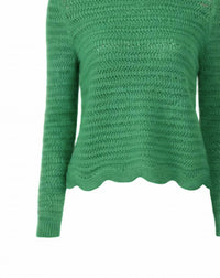 Autumn Cashmere Women's Wide Sleeve Scalloped Edge Shaker Crew Sweater in clover - women's sweater - alternate view