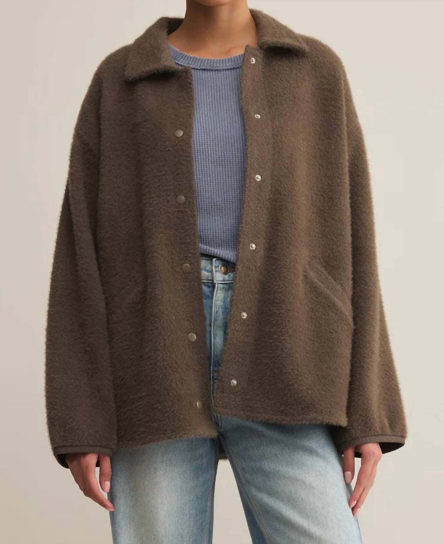Z Supply Bronx Sweater Knit Jacket in tavern - women's jacket