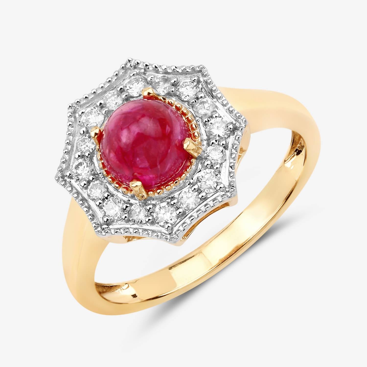 Diana M Jewels Women's Round Natural Ruby Fashion Ring (2.01 Ct) - Classic Plus in 14k yellow gold - women's jewelry - detail view