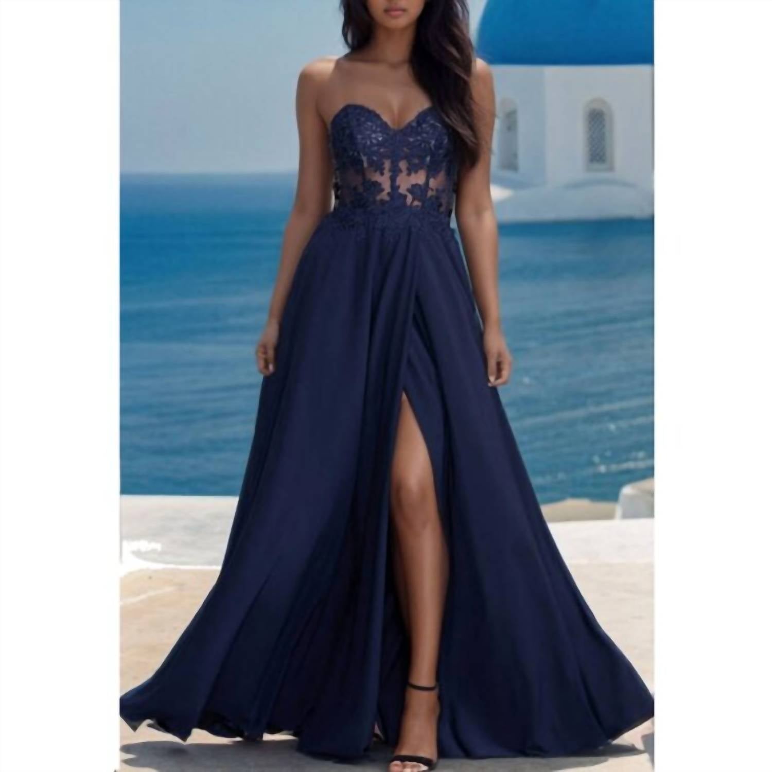 Promgirl - Sweetheart Sheer Bodice Long Dress Gown