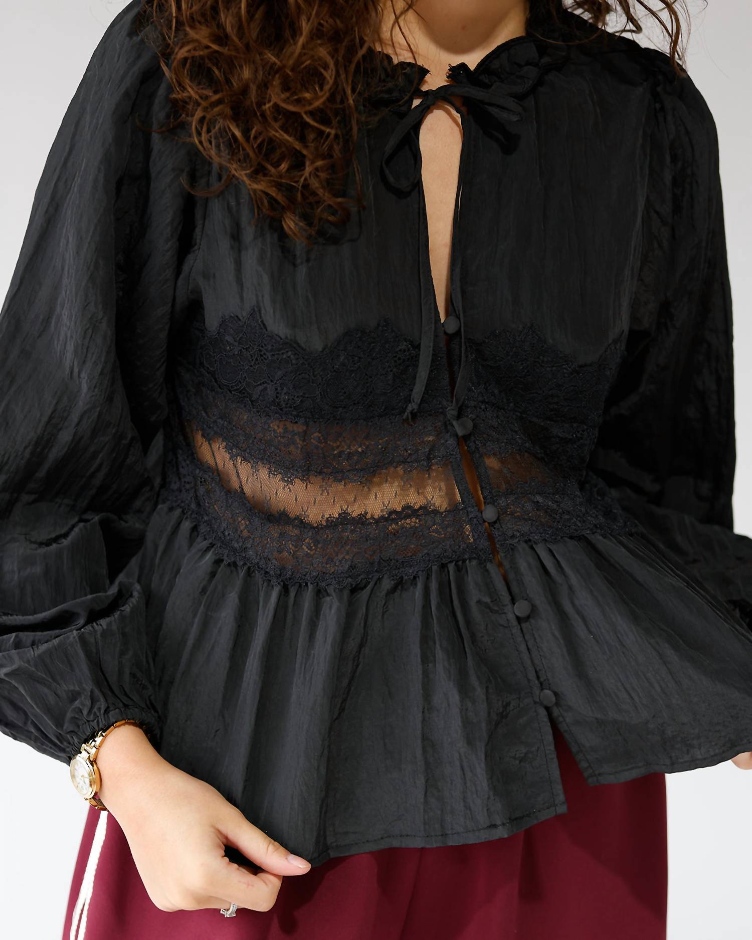 By Together - Stella Sheer Lace Detail Blouse