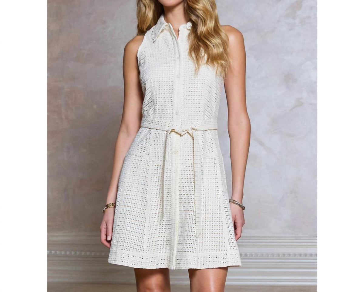 Current Air - Eyelet Embroidery Sleeveless Shirt Dress