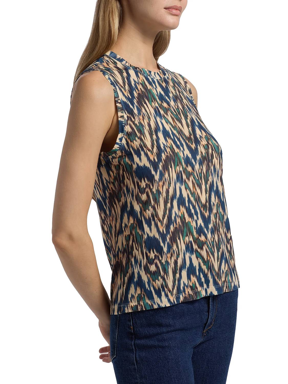 Ulla Johnson Ines Sleeveless Top in riverslate - women's tank top - detail view