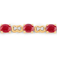 Diana M Jewels Women's Oval Natural Ruby Bracelet (4.60 Ct) - Statement in 14k yellow gold - women's jewelry - detail view