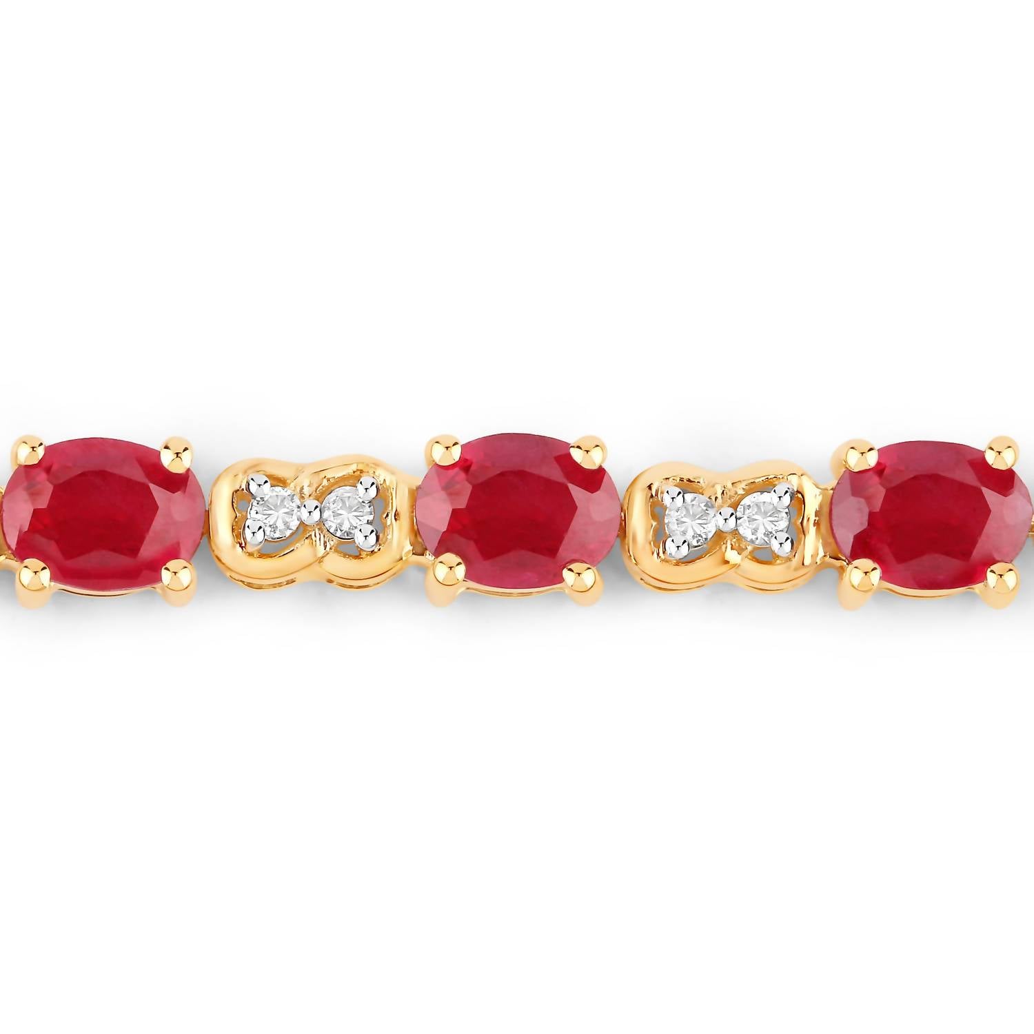 Diana M Jewels Women's Oval Natural Ruby Bracelet (4.60 Ct) - Statement in 14k yellow gold - women's jewelry - detail view