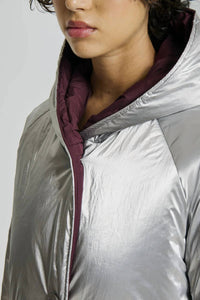 OOFWEAR Reversible Mid-length Jacket With Hood in silver plum - women's jacket - view 5