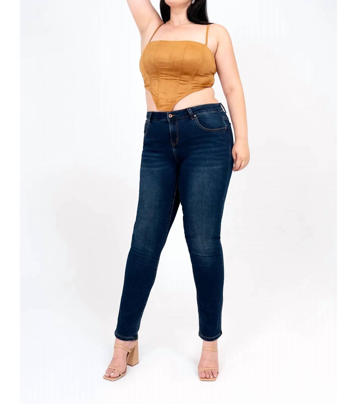Grace In La - Basic Soft Denim Mid-Rise Skinny Jeans