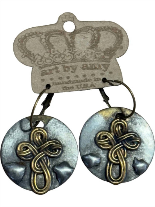 Art By Amy Labbe - Women's Coins With Cross Earrings