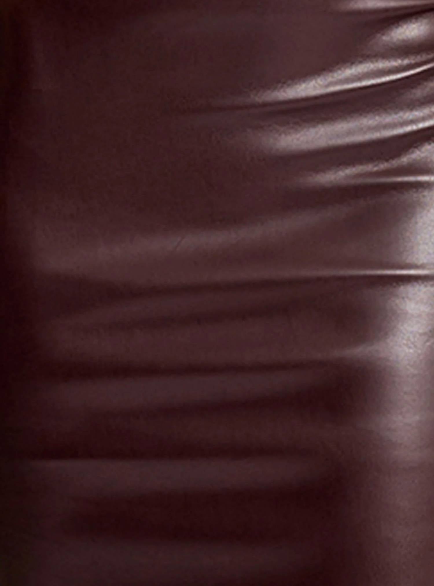 LBLC THE LABEL Eddie Faux Leather Skirt in burgundy - women's skirt - alternate view