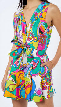 Ciebon - Maritza Psychedelic Print Cotton Romper