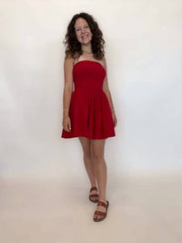 Zenana - Tube Top Flare Mini Dress