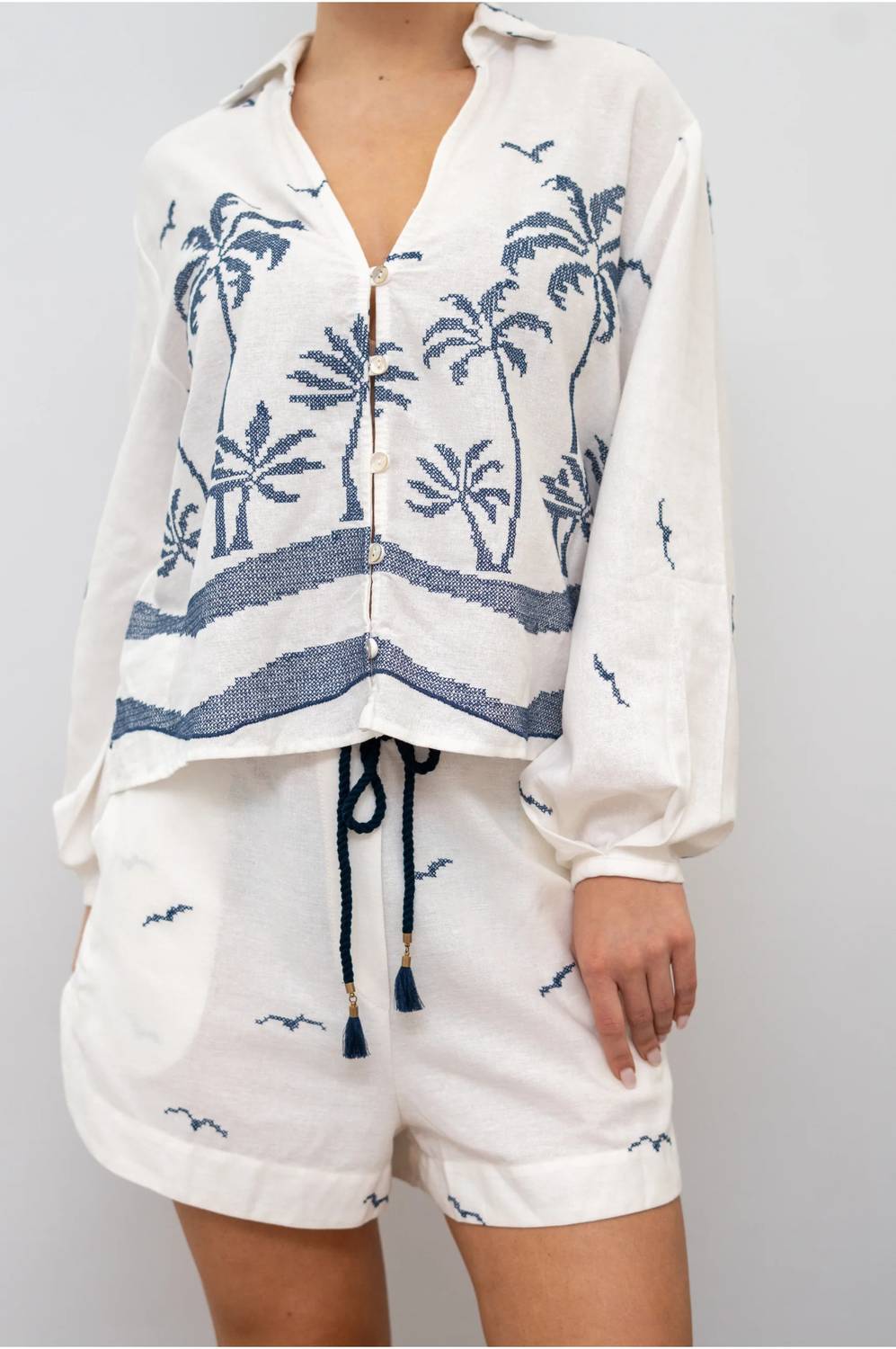 Dress To - Nautical Embroidered Linen Shirt