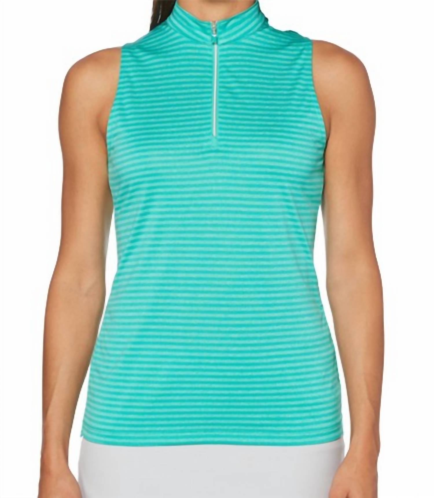 Pga Tour - Women's Striped Quarter Zip Polo