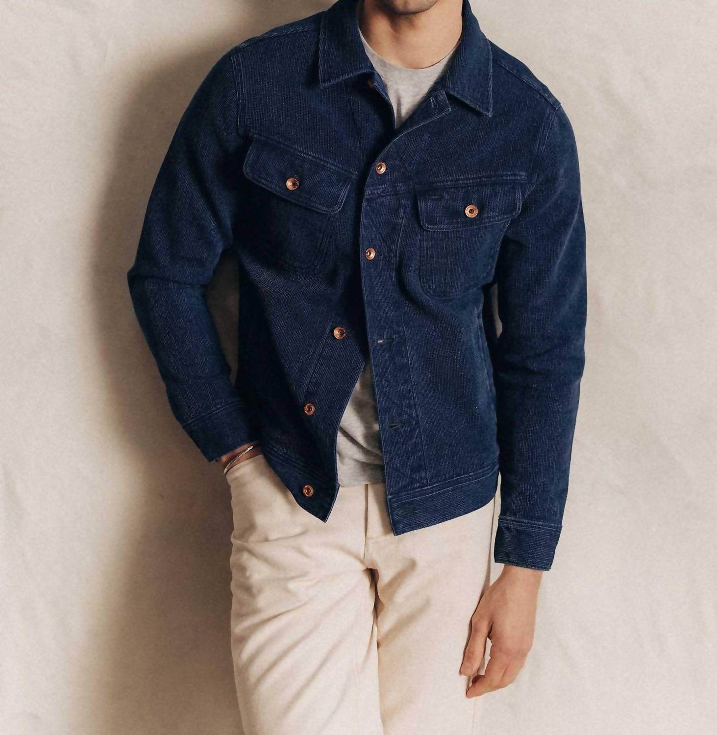 Taylor Stitch Long Haul Jacket in rinsed indigo waffle - men's jacket
