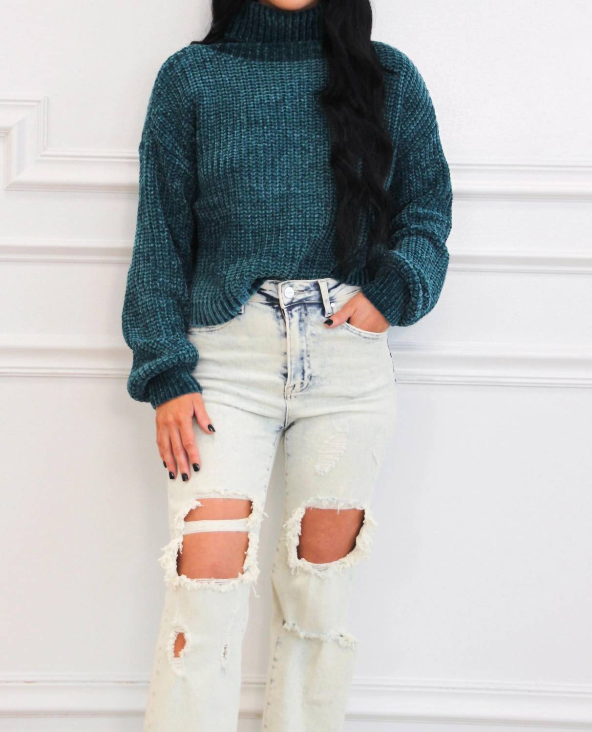 Zenana - Winter Wishes Chenille Turtleneck Sweater