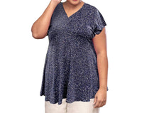 On The Plus Side - Printed Short Sleeve Baby Doll Top - Plus