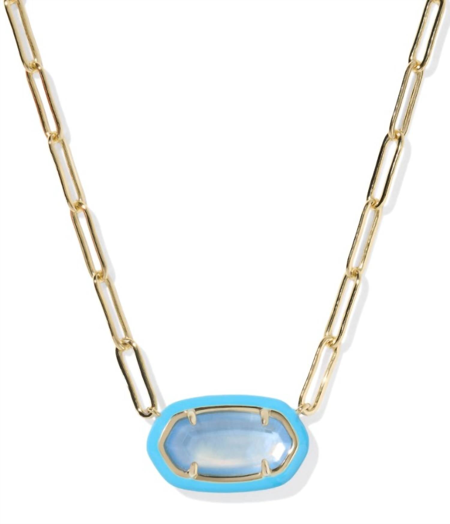 Kendra Scott Women's Elisa Enamel Frame Paperclip Necklace in gold periwinkle illusion - women's jewelry