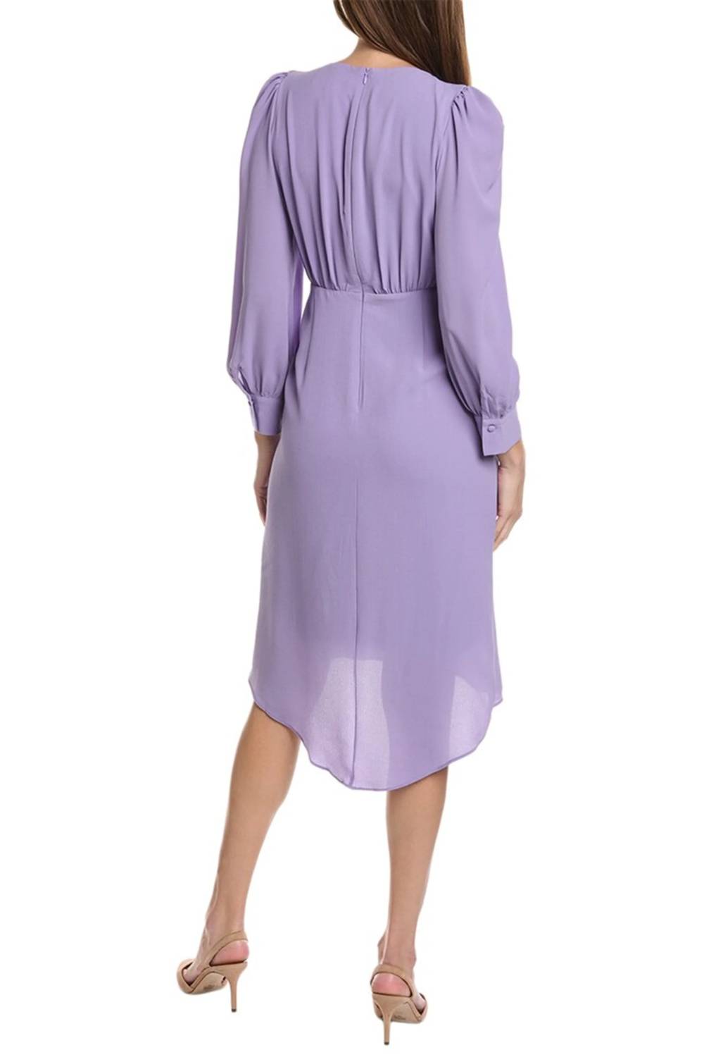 Maggy London - Pleated Ruched Long Sleeve Dress