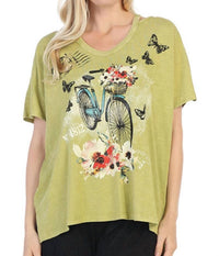 Jess & Jane - Maybe Mineral Washed Cotton Cold Shoulder Top