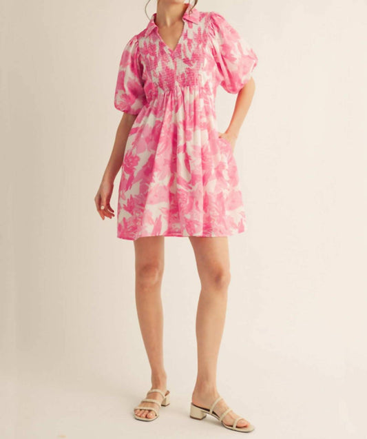 Jodifl - Floral Print Smocked Mini Dress