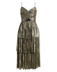 Moon River - Metallic Tiered Midi Dress