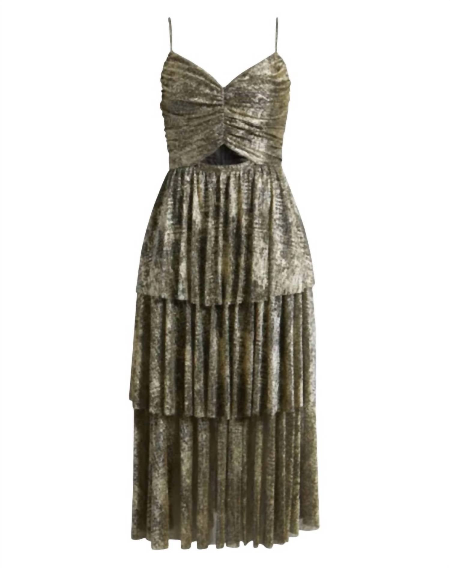 Moon River - Metallic Tiered Midi Dress