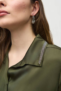 Joseph Ribkoff - Embellished Button-down Satin Blouse