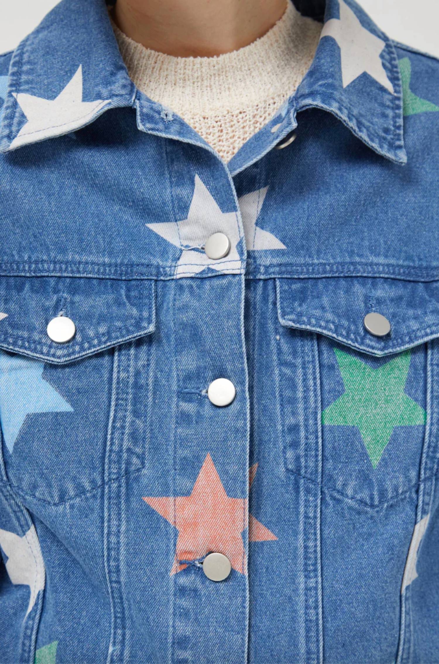 Compania Fantastica - Star Print Denim Jacket