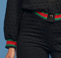 Oolala - Diamond Quilt Snap Bomber And Pant