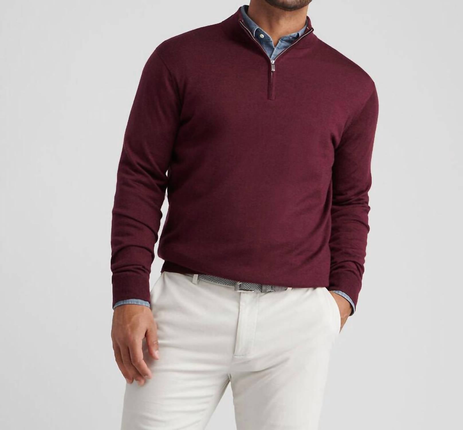 PETER MILLAR Autumn Crest Quarter Zip Sweater in autumn foliage - men's sweater