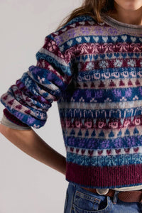 Free People Favorite Things Sweater in frosted wine combo 1 - women's sweater - view 4
