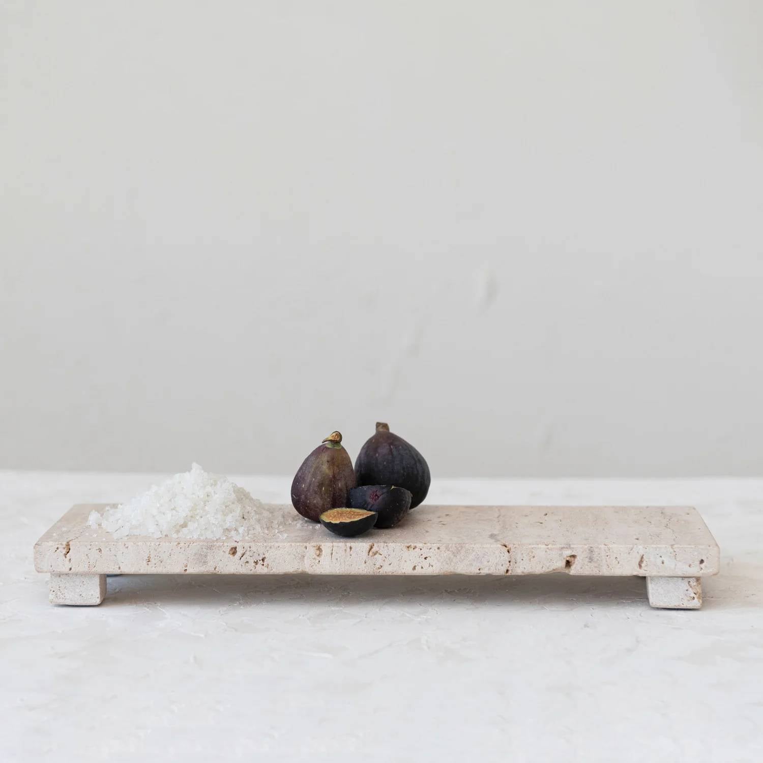 Creative Co-Op - Travertine Stone Footed Cheese & Serving Board