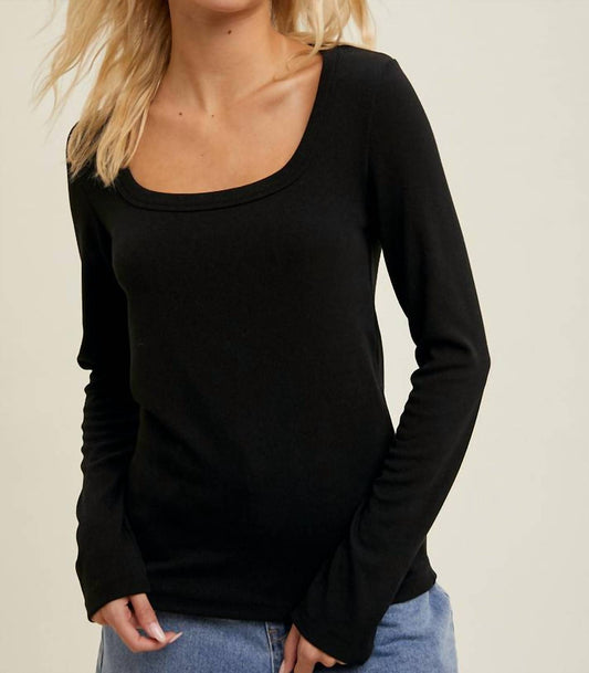 Wishlist - Scoop Neck Fitted Ribbed Knit Top