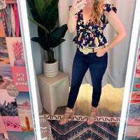 Meet Me in Santorini Adelina Floral Top in santorini adelina floral top in navy - women's blouse - alternate view