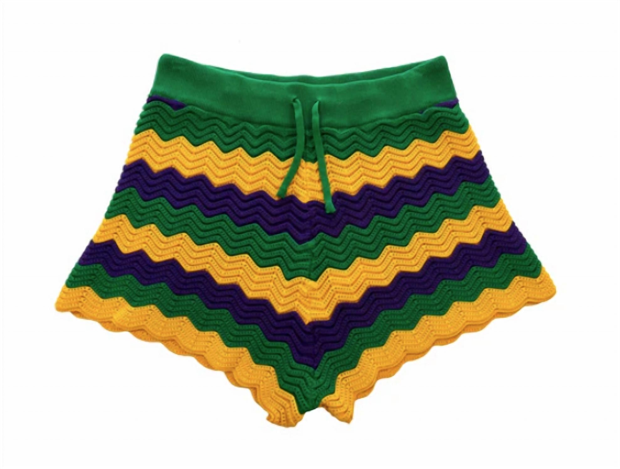 Mardi Gras Creations - Crochet Drawstring Shorts