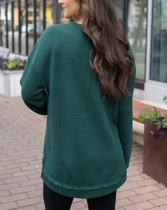 Grace And Lace - Slouchy Waffle Pullover Top