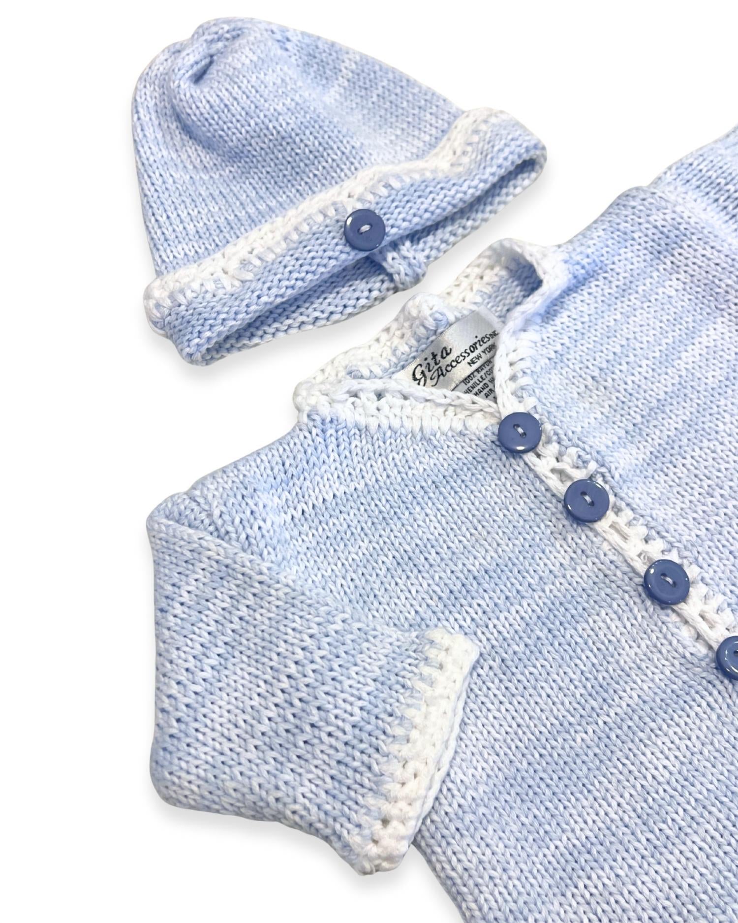Gita - Boy's 2pc Tweed Cardigan With Hat
