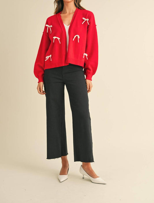 Anniewear - Heartfelt Bow Sweater Cardigan